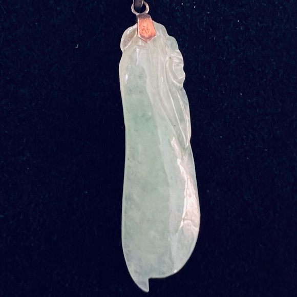 Vintage Carved Jade 14K Yellow Gold Pendant Marked 585 - Picture 2 of 9